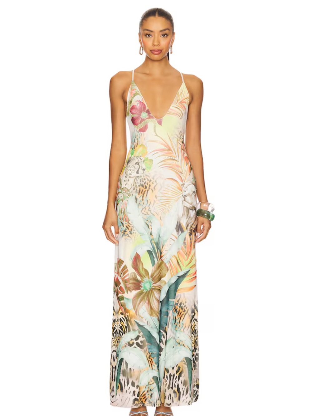 AFRM Tropical Floral V-Neck Maxi Dress in Multicolor